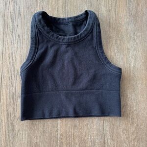 ALO Yoga Black Cropped Ribbed Tank Top